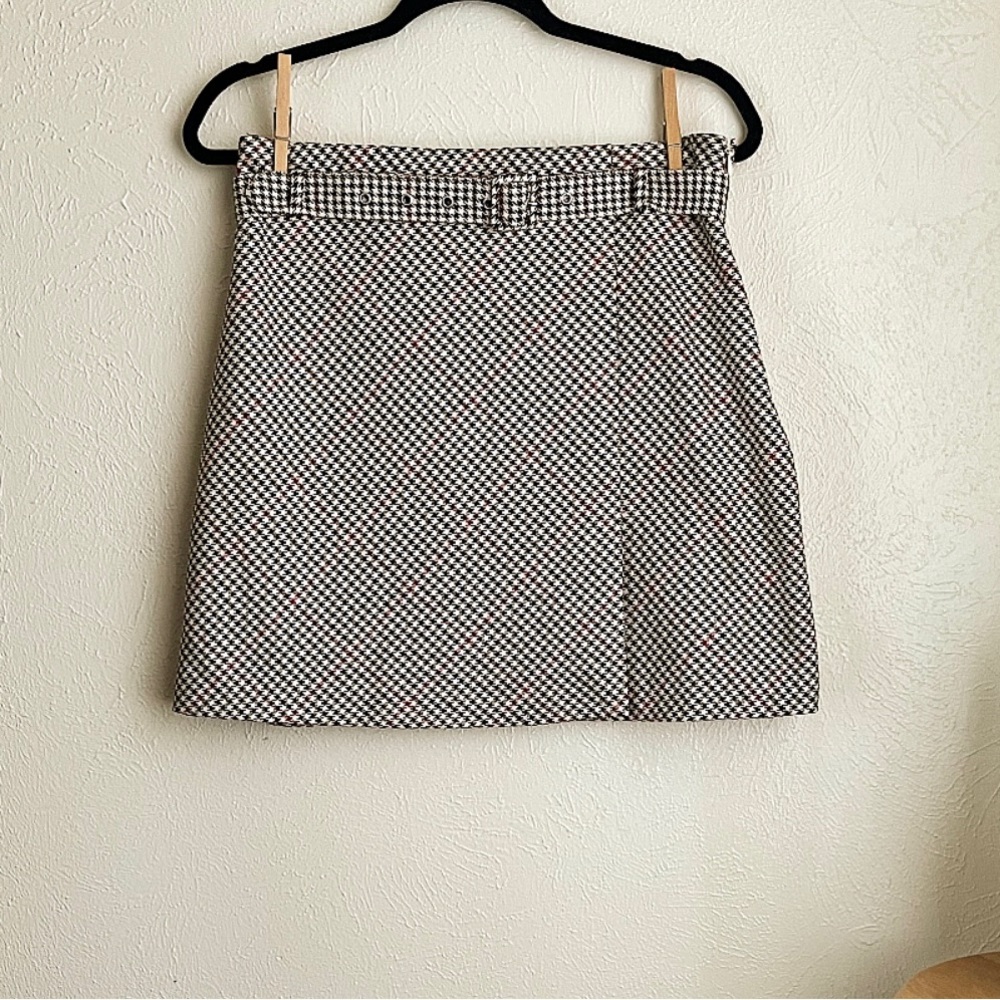 H&M Belted Houndstooth Mini Skirt